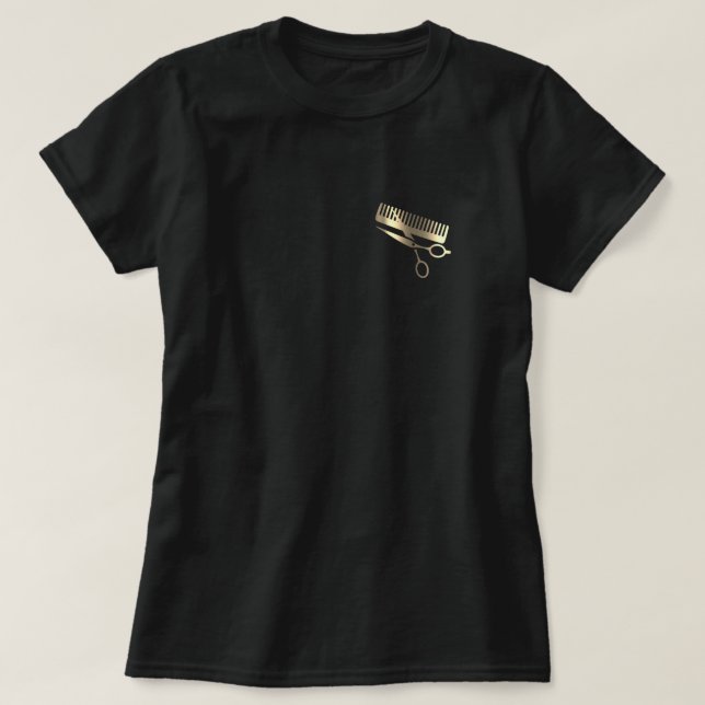 Hairdresser Guld Scissors Hair Barber T Shirt (Design framsida)