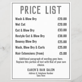 Hairdresser Hair Salon Pris Listfälla Reklamblad
