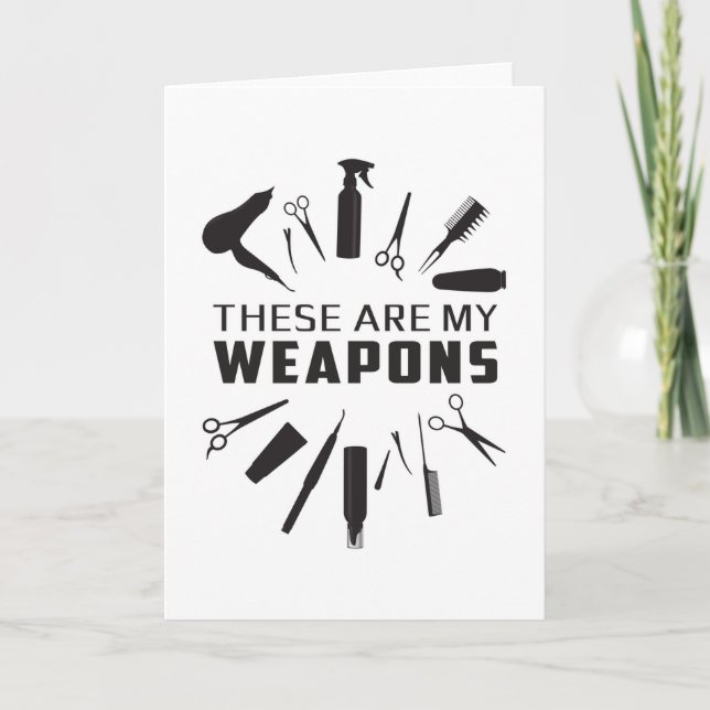 Hairdresser Hair Stylist Barber Weapons Funny Gift Kort (Framsida)