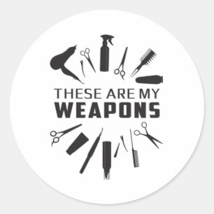 Hairdresser Hair Stylist Barber Weapons Funny Gift Runt Klistermärke