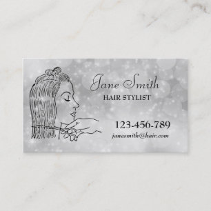 Hairdresser Hair stylist snyggt silver Visitkort