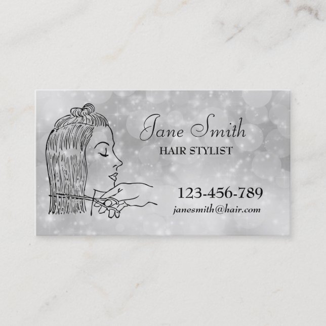 Hairdresser Hair stylist snyggt silver Visitkort (Framsida)