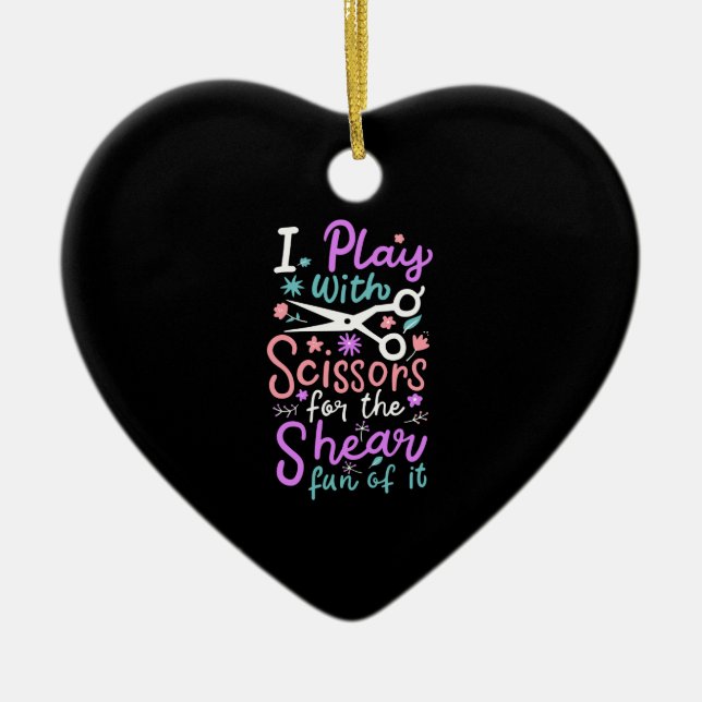 Hairdresser Hairstylist Gift Julgransprydnad Keramik (Framsidan)