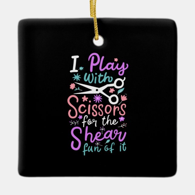 Hairdresser Hairstylist Gift Julgransprydnad Keramik (Framsida)