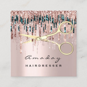 Hairdresser Hairstylist Golden Scissors Ro Drip Fyrkantigt Visitkort