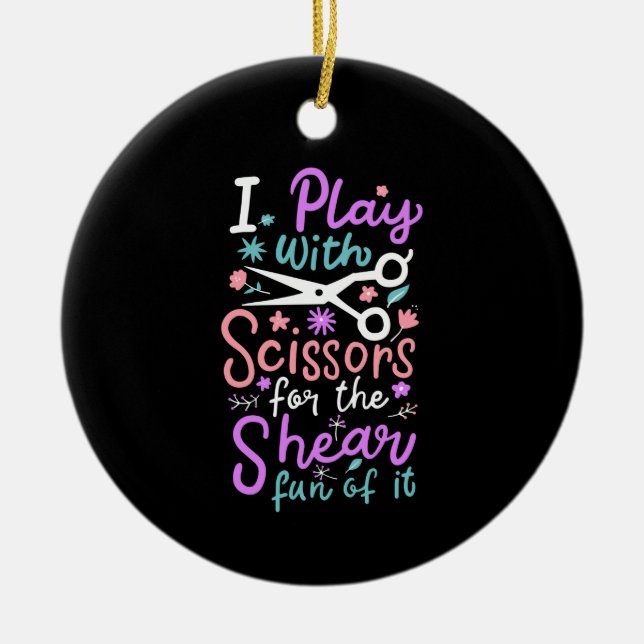 Hairdresser Hairstylist Julgransprydnad Keramik (Framsidan)