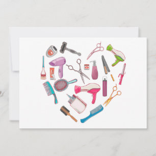 Hairdresser Hairstylist Verktyg Heart Julkort