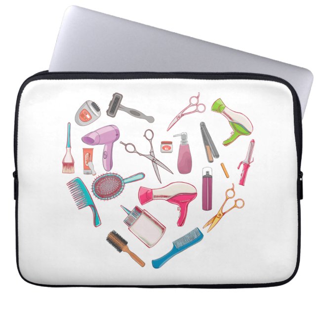 Hairdresser Hairstylist Verktyg Heart Laptop Fodral (Framsidan)