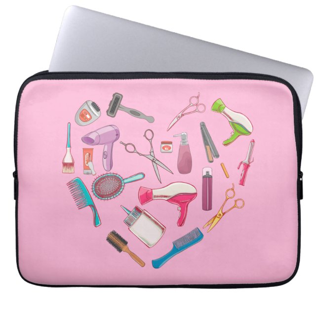 Hairdresser Hairstylist Verktyg Heart Laptop Fodral (Framsidan)