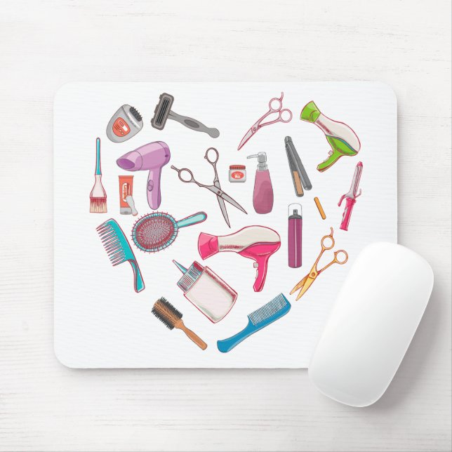 Hairdresser Hairstylist Verktyg Heart Musmatta (Med mus)