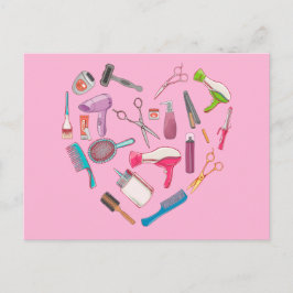 Hairdresser Hairstylist Verktyg Heart Vykort