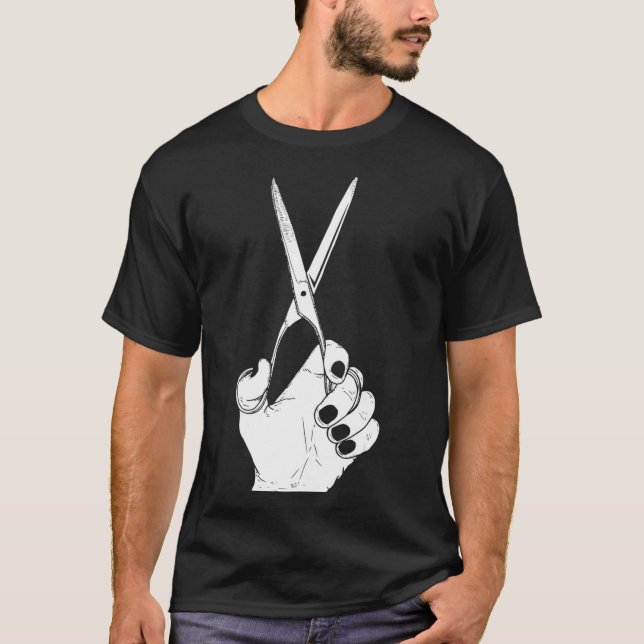 HairDresser Hand Scissor Beautician Cool Hair T Shirt (Framsida)
