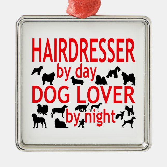 Hairdresser Hund älskare Julgransprydnad Metall (Framsidan)