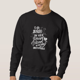 Hairdresser Jesus Cute Kristus Followowore Women F Lång Ärmad Tröja
