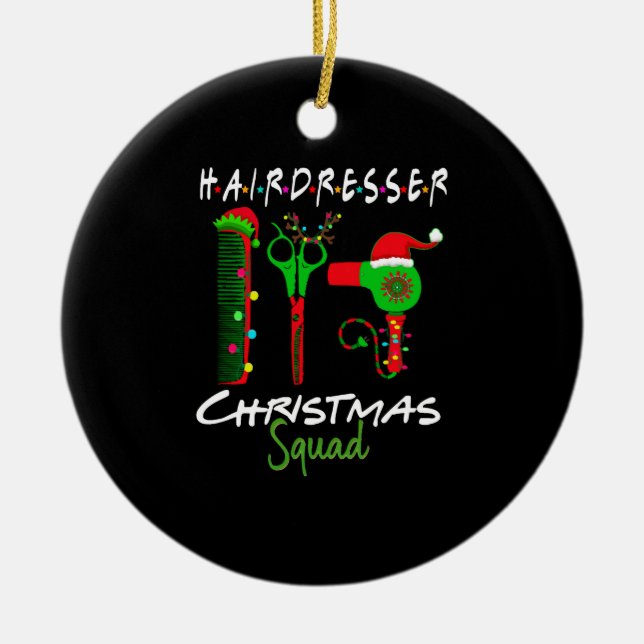 Hairdresser jul Crew Matching Gifts Julgransprydnad Keramik (Framsidan)
