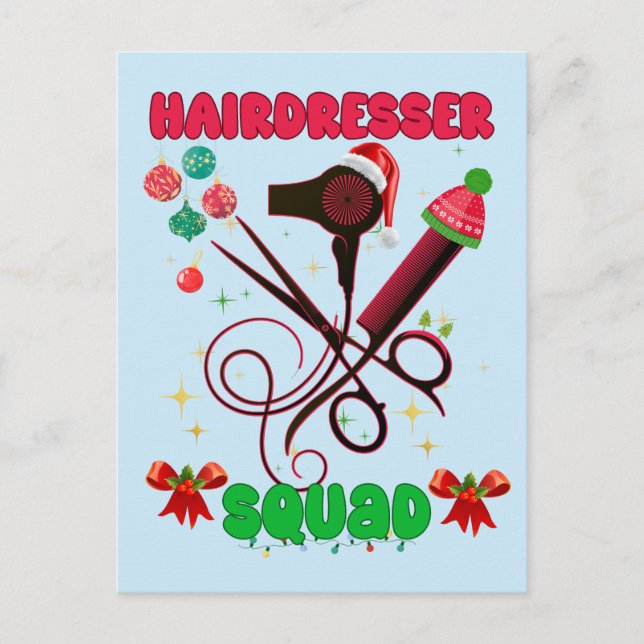 Hairdresser jul Squad Hair Salon Funny Vykort (Framsida)
