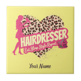 Hairdresser Leopard Hair Hustler Hairstylist Kakelplatta