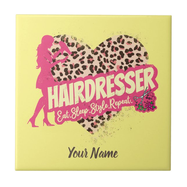 Hairdresser Leopard Hair Hustler Hairstylist Kakelplatta (Framsidan)