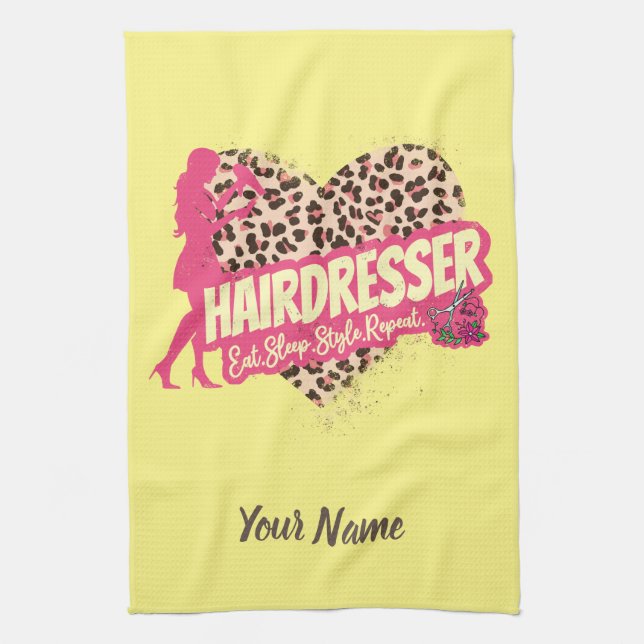 Hairdresser Leopard Hair Hustler Hairstylist Kökshandduk (Vertikal)