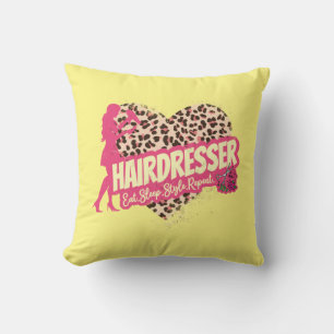Hairdresser Leopard Hair Hustler Hairstylist Kudde
