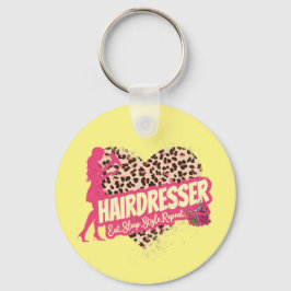 Hairdresser Leopard Hair Hustler Hairstylist Nyckelring