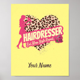 Hairdresser Leopard Hair Hustler Hairstylist Poster