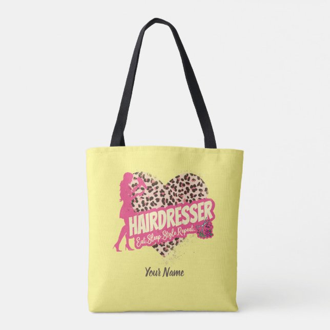 Hairdresser Leopard Hair Hustler Hairstylist Tygkasse (Baksida)