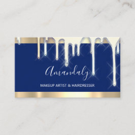 Hairdresser Makeup Artist Navy Guld 3D Drives Visitkort