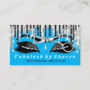 Hairdresser Makeup Eyelash Silver Drives Blue Ocea Visitkort