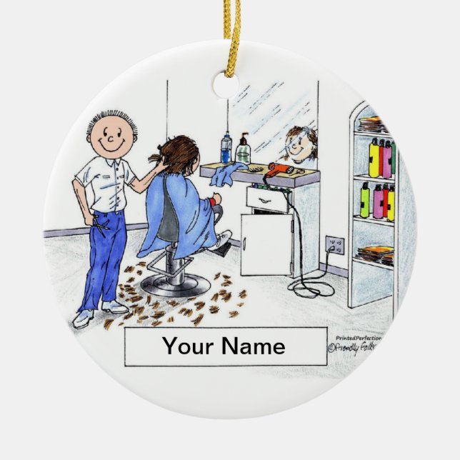 Hairdresser - Male Julgransprydnad Keramik (Framsidan)