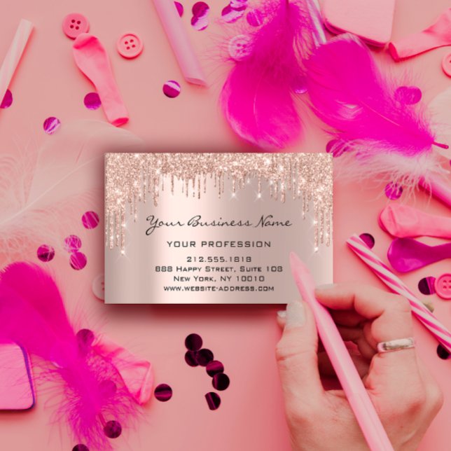 Hairdresser Nagel Makeup Eyelash Ro Drives Visitkort (Hairdresser Nails Makeup Eyelash Rose Drips Business Card)