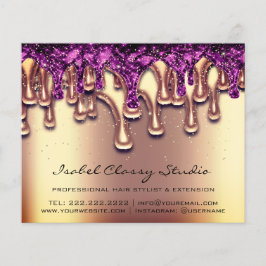 Hairdresser Nagel Stylist Guld Lila Drives Flyer