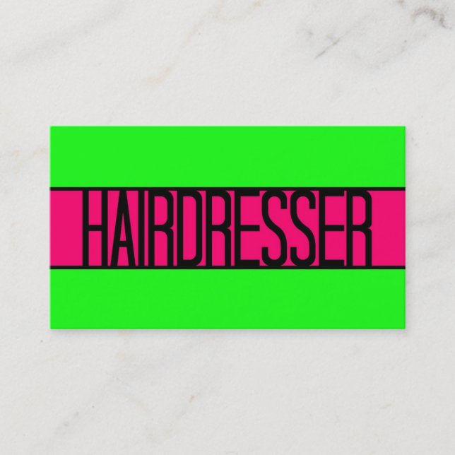 Hairdresser Neon Grönt och Shock rosa Affärskort Visitkort (Framsida)