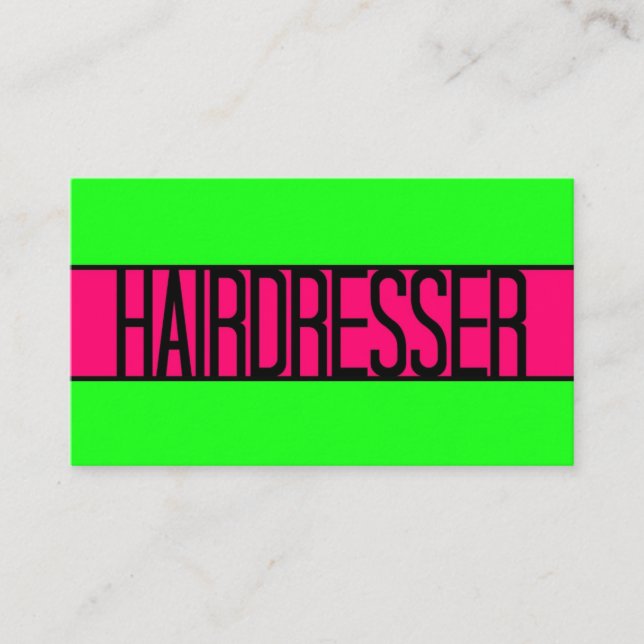 Hairdresser Neon Grönt och Shock rosa Affärskort Visitkort (Framsida)