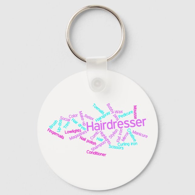 Hairdresser Ord Cloud Keychain Nyckelring (Framsida)