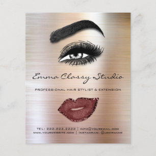 Hairdresser Pris List Ro Lash Brow Makeup Läppar Flygblad