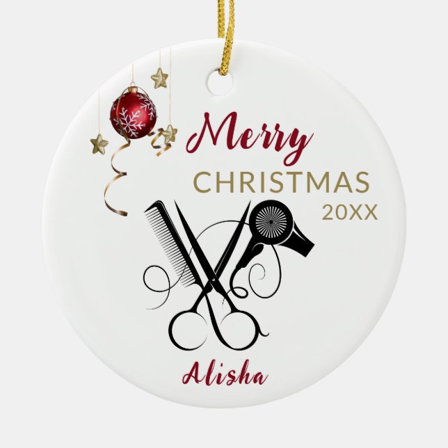 Hairdresser Professionell Salon Ceramic Ornament (Framsidan)