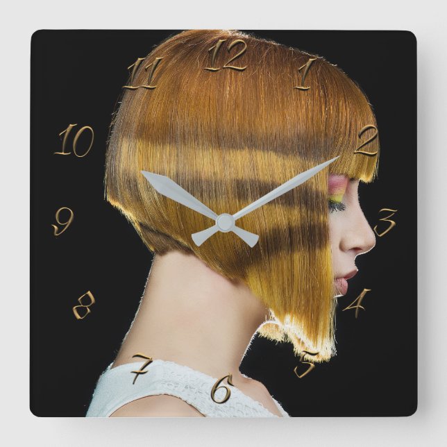 Hairdresser-salon Fyrkantig Klocka (Framsida)