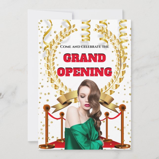 Hairdresser salon grand open VIP röd mattor Inbjudningar (Framsida)