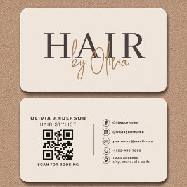 Hairdresser & Salon Professionell Neutralt Beige Visitkort