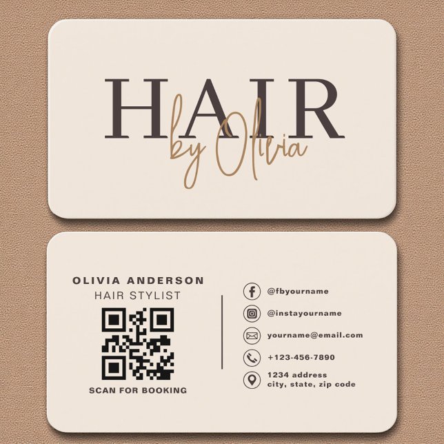 Hairdresser & Salon Professionell Neutralt Beige Visitkort (Skapare uppladdad)