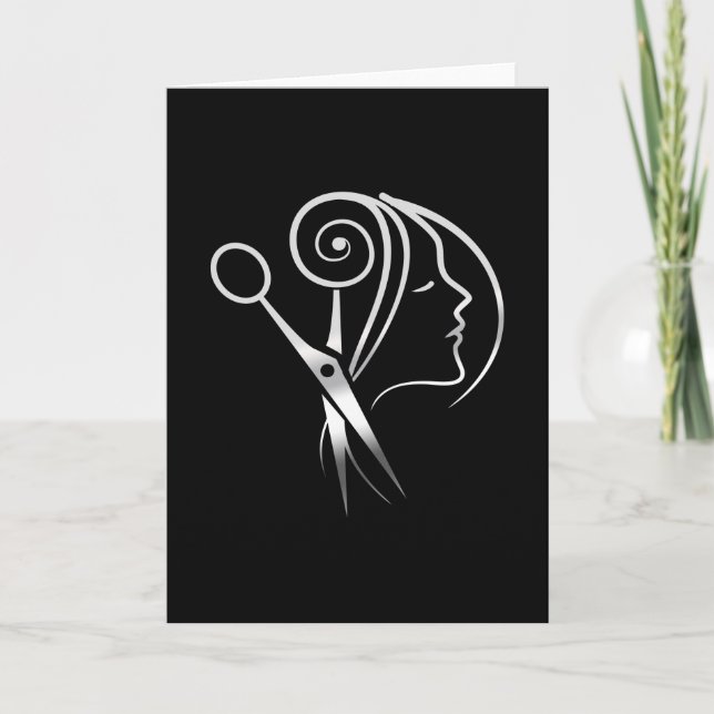 Hairdresser Saloon Barber Shop Logotyp Kort (Framsida)