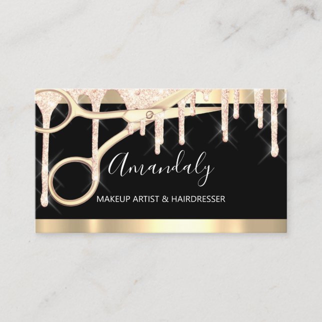 Hairdresser Scissors Makeup Ro Black Drives Visitkort (Framsida)