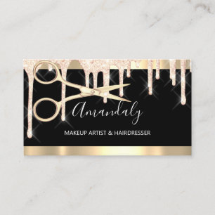 Hairdresser Sissors Makeup Black Guld Drives Visitkort