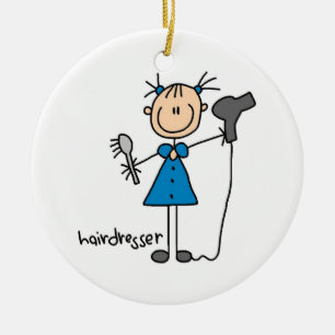 Hairdresser Stick figur Julgransprydnad Keramik