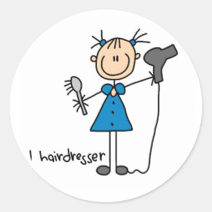 Hairdresser Stick figur Sticker Runt Klistermärke