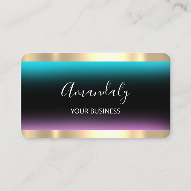 Hairdresser Stylist Coiffeur Scissors Guld Black Visitkort (Framsida)