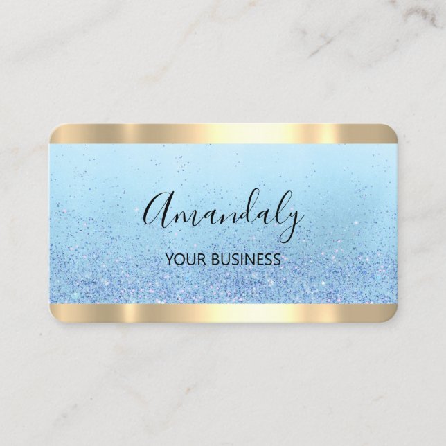 Hairdresser Stylist Coiffeur Scissors Guld Blue Visitkort (Framsida)