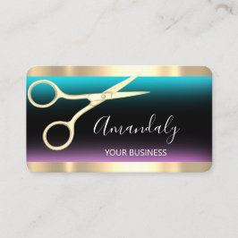 Hairdresser Stylist Coiffeur Scissors Guld Rosa Visitkort