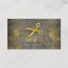 Hairdresser Stylist Golden Grungy Grått Loft Visitkort
